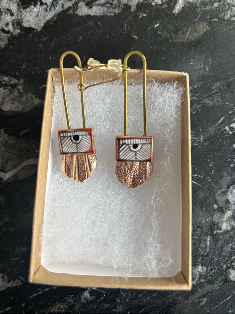 Hechizo Lindo Small Regalo Drop Earrings Rose Gold Leather